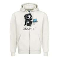 Oatmeal Heather killin' it shirt funny grim reaper halloween sarcasm Zipper Hoodie - trangStudio