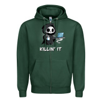Sports Green killin' it shirt funny grim reaper halloween sarcasm Zipper Hoodie - trangStudio