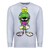 Heather Grey Marvin The Martian Glitch Premium Sweatshirt - trangStudio