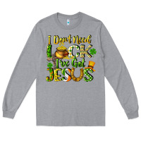 Heather Grey I don't need luck i've got Jesus Long Sleeve Tee - CowGirlArtShop