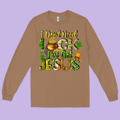 I Don't Need Luck I've Got Jesus Long Sleeve Tee Designed By Cowgirlartshop