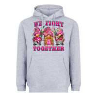 Heather Grey we fight together breast cancer gnome Heavyweight Hoodie - BarkalooDesign