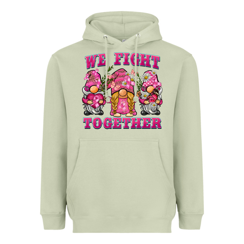 We Fight Together Breast Cancer Gnome Heavyweight Hoodie by BarkalooDesign | Teevron