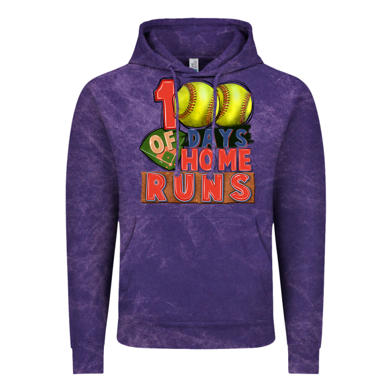 100 Days Of Home Runs Softball Vintage Hoodie by CowGirlArtShop | Teevron