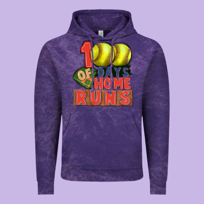 100 Days Of Home Runs Softball Vintage Hoodie Designed By Cowgirlartshop