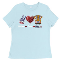Baby Blue Peace Love Veteran Ladies Tee - Bettercallsaul