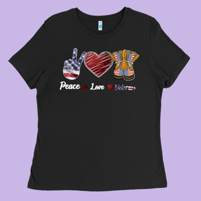 Peace Love Veteran Ladies Tee Designed By Bettercallsaul