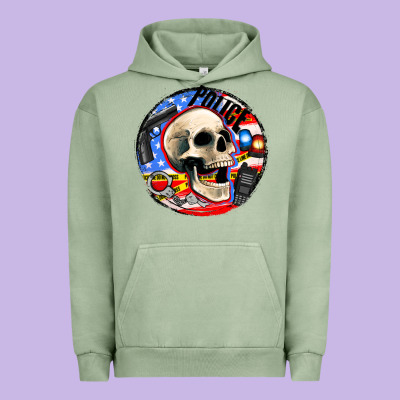 Police Skull And Police Equipment Urban Hoodie Designed By Adodesignshop