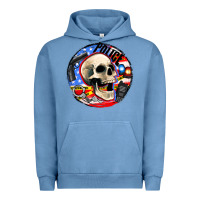 Pigment Pebble Blue police skull and police equipment Urban Hoodie - AdoDesignShop