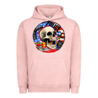Pigment Salmon police skull and police equipment Urban Hoodie - AdoDesignShop