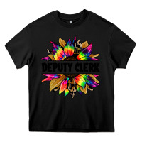 Black deputy clerk tie dye sunflower Heavy Core Tee - Jasminsmagicworld