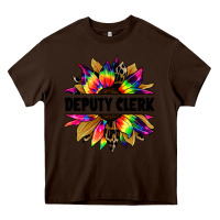 Chocolate Brown deputy clerk tie dye sunflower Heavy Core Tee - Jasminsmagicworld