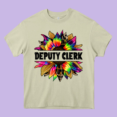 Deputy Clerk Tie Dye Sunflower Heavy Core Tee Designed By Jasminsmagicworld