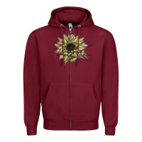 Burgundy sun   fill purple sunflower Zipper Hoodie - LillyAllenDesigns