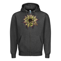 Charcoal Heather sun   fill purple sunflower Zipper Hoodie - LillyAllenDesigns