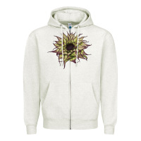 Oatmeal Heather sun   fill purple sunflower Zipper Hoodie - LillyAllenDesigns