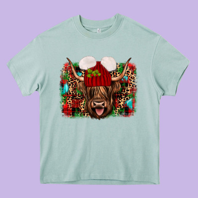 Highland Cow Christmas Heavy Core Tee Designed By Jahusdesignshop