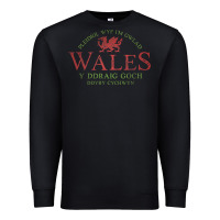 Black Rugby Welsh Gift Red Dragon Flag of Wales Premium Sweatshirt - trangStudio