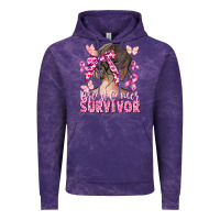 Cloud Purple breast cancer survivor messy bun Vintage Hoodie - CowGirlArtShop