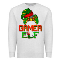 Oatmeal Heather Christmas gamer elf Premium Sweatshirt - BarkalooDesign