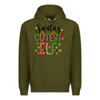 Army Green santas cutest elf Premium Hoodie - CowhideDigitalArt