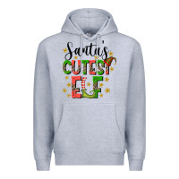 Heather Grey santas cutest elf Premium Hoodie - CowhideDigitalArt