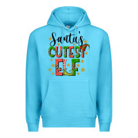 Ocean Blue santas cutest elf Premium Hoodie - CowhideDigitalArt