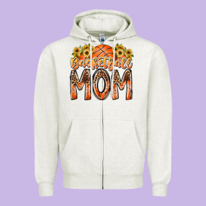 Basketball Mom Zipper Hoodie Designed By Racoondesign