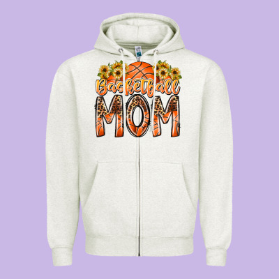 Basketball Mom Zipper Hoodie Designed By Racoondesign