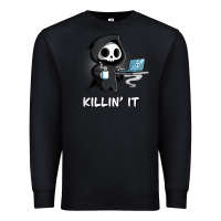 Black killin' it shirt funny grim reaper halloween sarcasm Premium Sweatshirt - trangStudio