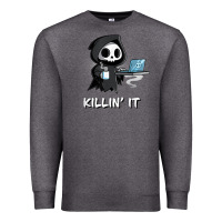 Charcoal Heather killin' it shirt funny grim reaper halloween sarcasm Premium Sweatshirt - trangStudio