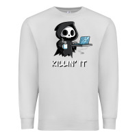Dove Grey killin' it shirt funny grim reaper halloween sarcasm Premium Sweatshirt - trangStudio