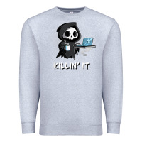 Heather Grey killin' it shirt funny grim reaper halloween sarcasm Premium Sweatshirt - trangStudio
