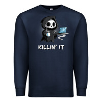 Navy killin' it shirt funny grim reaper halloween sarcasm Premium Sweatshirt - trangStudio