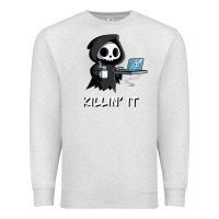 Oatmeal Heather killin' it shirt funny grim reaper halloween sarcasm Premium Sweatshirt - trangStudio