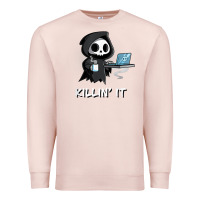 Pale Pink killin' it shirt funny grim reaper halloween sarcasm Premium Sweatshirt - trangStudio