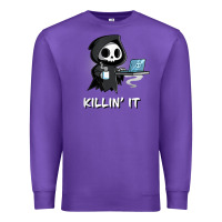 Purple killin' it shirt funny grim reaper halloween sarcasm Premium Sweatshirt - trangStudio