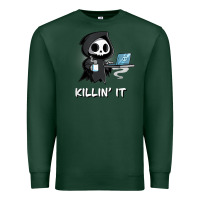 Sports Green killin' it shirt funny grim reaper halloween sarcasm Premium Sweatshirt - trangStudio