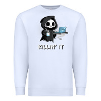 White killin' it shirt funny grim reaper halloween sarcasm Premium Sweatshirt - trangStudio