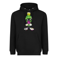 Black Marvin The Martian Glitch Heavyweight Hoodie - trangStudio