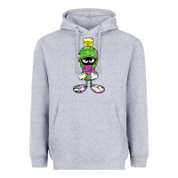 Heather Grey Marvin The Martian Glitch Heavyweight Hoodie - trangStudio
