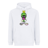 White Marvin The Martian Glitch Heavyweight Hoodie - trangStudio