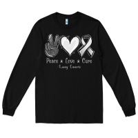 Black Peace Love Cure Lung Cancer Long Sleeve Tee - Jasminsmagicworld