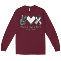 Burgundy Peace Love Cure Lung Cancer Long Sleeve Tee - Jasminsmagicworld