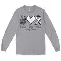 Heather Grey Peace Love Cure Lung Cancer Long Sleeve Tee - Jasminsmagicworld