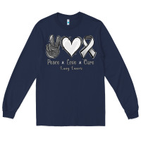 Navy Peace Love Cure Lung Cancer Long Sleeve Tee - Jasminsmagicworld