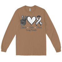 Toasted Coconut Peace Love Cure Lung Cancer Long Sleeve Tee - Jasminsmagicworld