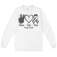 White Peace Love Cure Lung Cancer Long Sleeve Tee - Jasminsmagicworld