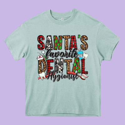 Santa's Favorite Dental Hygienist Heavy Core Tee Designed By Jasminsmagicworld