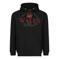 Black Rugby Welsh Gift Red Dragon Flag of Wales Heavyweight Hoodie - trangStudio
